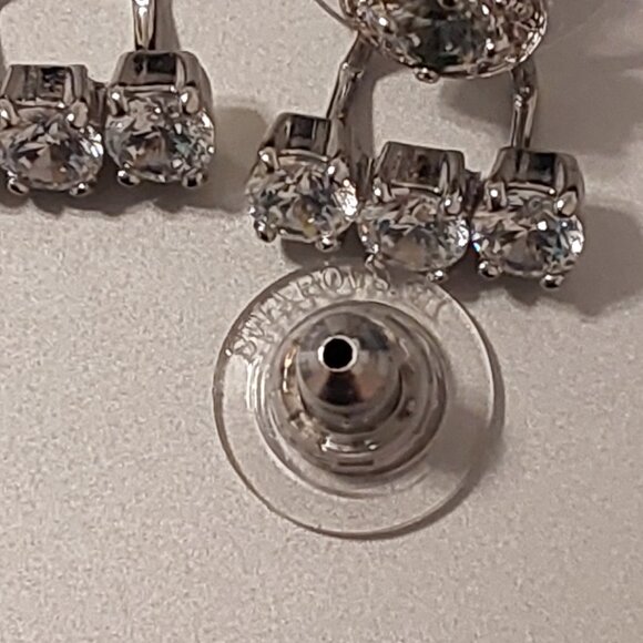 SWAROVSKI SILVER-TONE CRYSTAL EARRING JACKETS W STUD EARRINGS NEW CONDITION 2015 - Picture 10 of 11